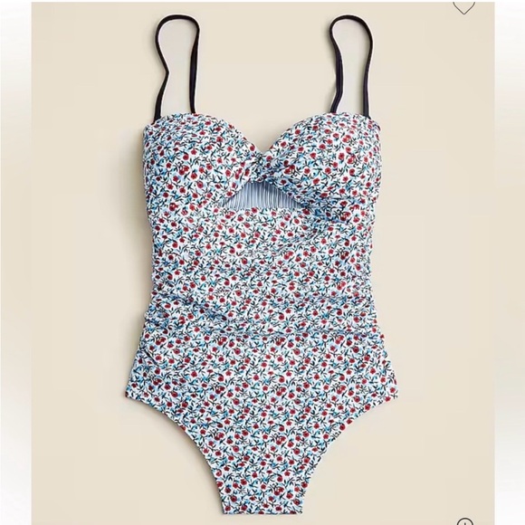 J. Crew Floral One Piece Swimsuit - Blue and Red - Picture 5 of 8